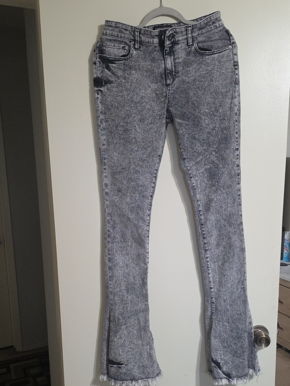 Women's Retrofete Grey Acid Wash Flare Jeans Size 26